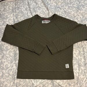 Smith + Rogue Quilted Crewneck Sweater in Olive Green
